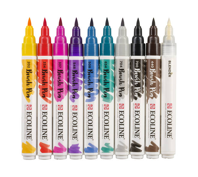Brushpen Talens Ecoline set à 10 stuks handlettering