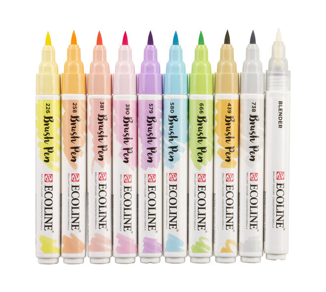 Brushpen Talens Ecoline set à 10 stuks pastel