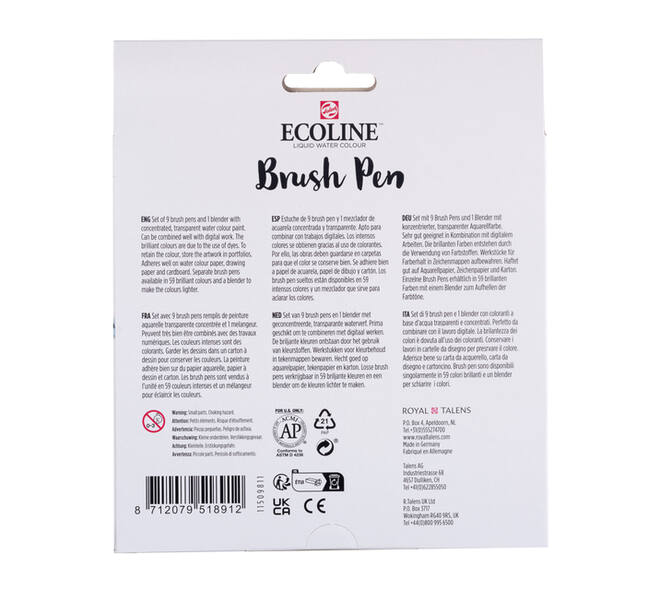 Brushpen Talens Ecoline set à 10 stuks pastel