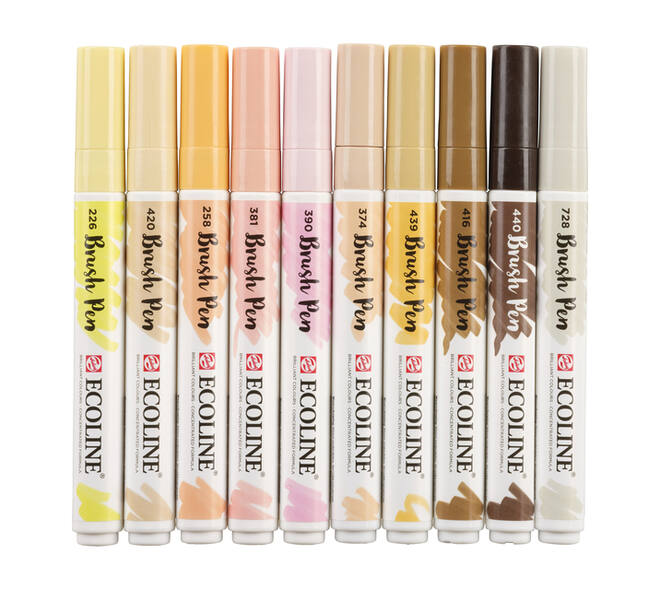 Brushpen Talens Ecoline set à 10 stuks huid