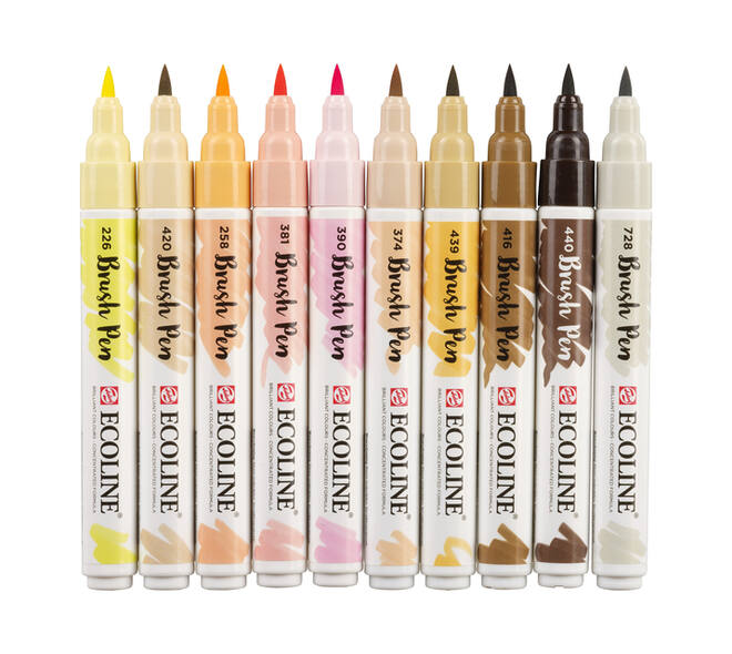 Brushpen Talens Ecoline set à 10 stuks huid