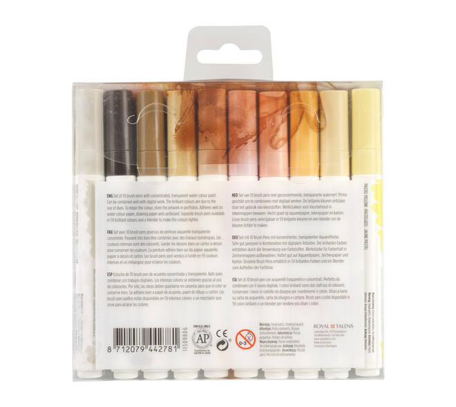 Brushpen Talens Ecoline set à 10 stuks huid