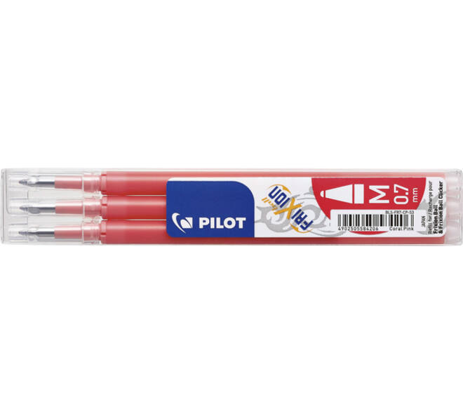 Rollerpenvulling Pilot friXion medium koraalroze set à 3 stuks