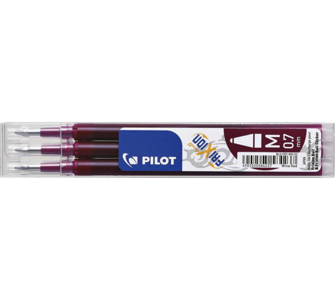 Rollerpenvulling Pilot friXion medium wijnrood set à 3 stuks