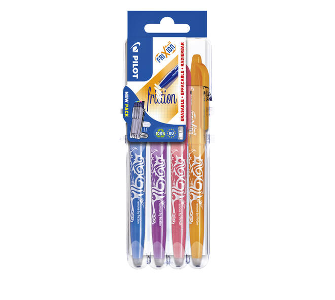 Rollerpen PILOT friXion medium fun assorti Set2Go à 4 stuks