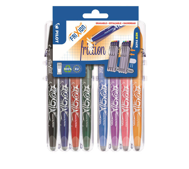 Rollerpen PILOT friXion medium assorti Set2Go à 8 stuks