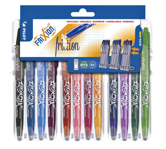 Rollerpen PILOT friXion medium assorti Set2Go à 12 stuks