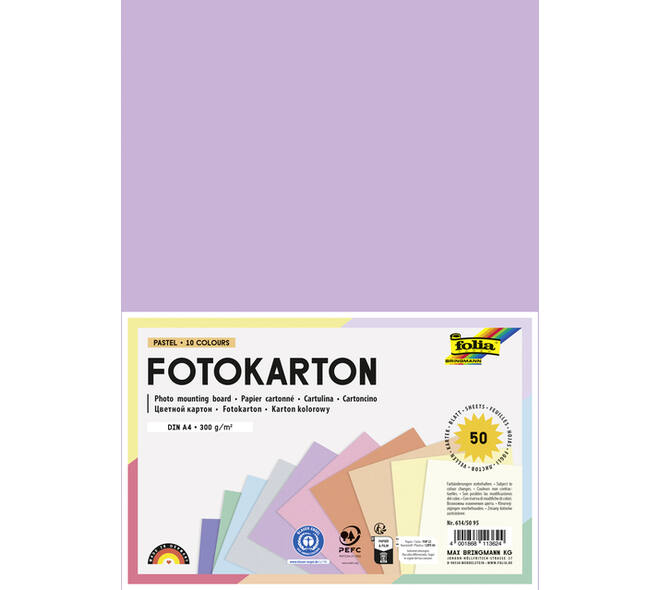 Fotokarton Folia 300gr A4 50vel pastelkleuren