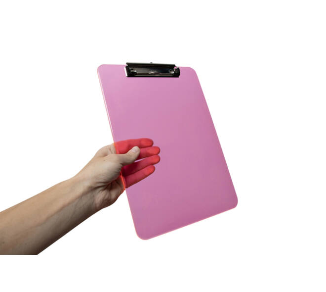 Klembord MAUL A4 staand transparant PS neon roze