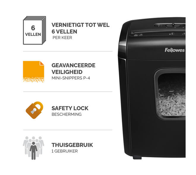 Papiervernietiger Fellowes Powershred 6M snippers 4x12mm