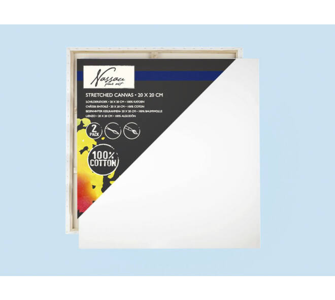 Canvas Nassau fine art 20x20cm 100% katoen 2 stuks
