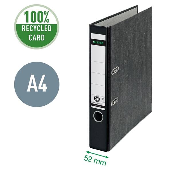 Ordner Leitz 1050 klassiek gewolkt 180° 50mm karton A4 zwart