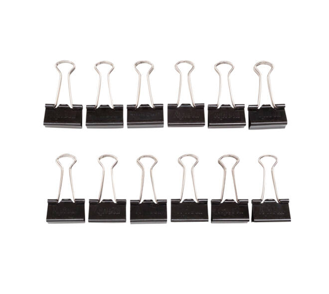 Papierklem MAUL 215 foldback 25mm capaciteit 9mm zwart 12 stuks