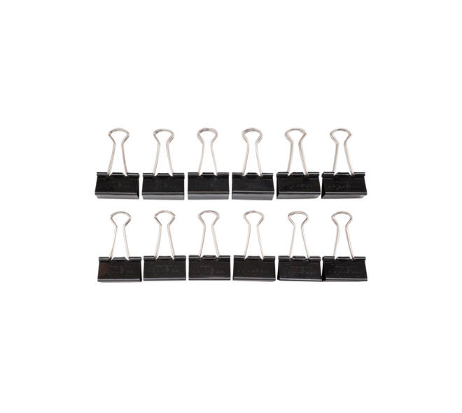 Papierklem MAUL foldback 215 13mm zwart 12 stuks