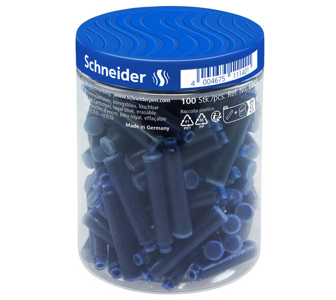 Inktpatroon Schneider din koningsblauw pot à 100 stuks