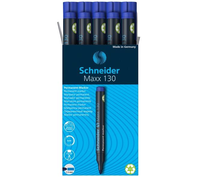 Permanent marker Schneider Maxx 130 rond 1-3mm blauw