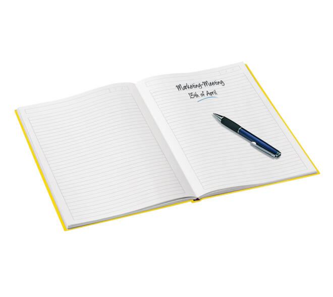 Notitieboek Leitz WOW A4 160blz 90gr lijn geel
