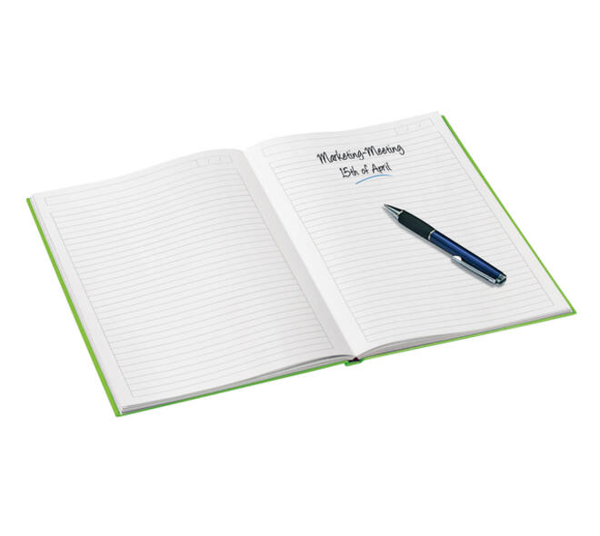 Notitieboek Leitz WOW A4 160blz 90gr lijn groen