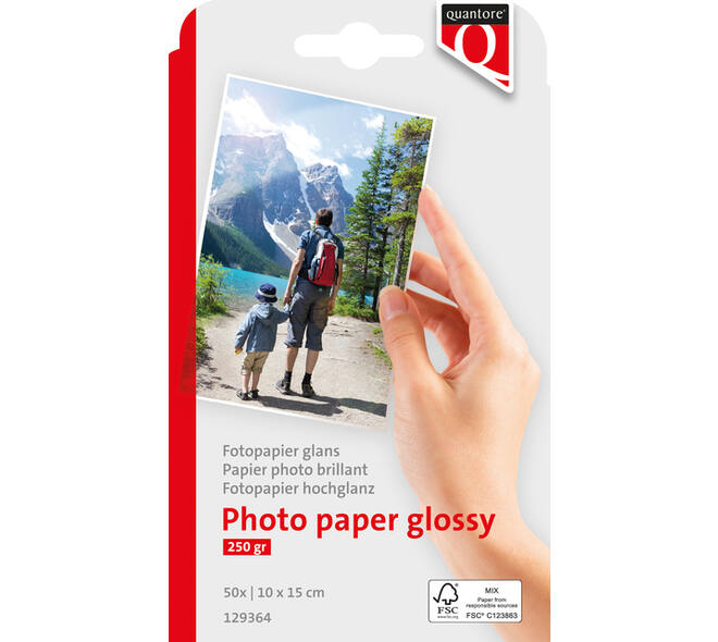 Fotopapier Quantore 10x15cm glans 50 vel 250gr