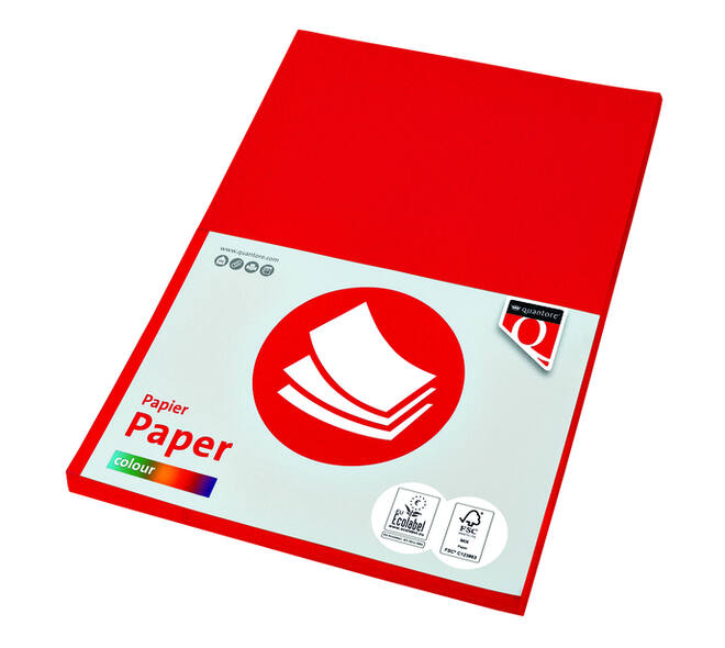 Kopieerpapier Quantore Colour A4 160gr felrood 50 vel