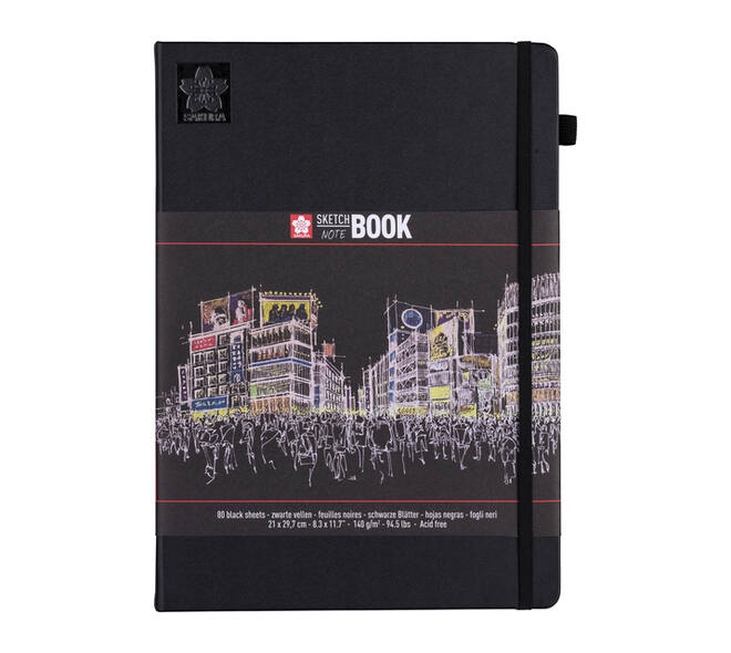 Schetsboek Sakura 80 zwarte vellen 140gr 210x297mm zwart
