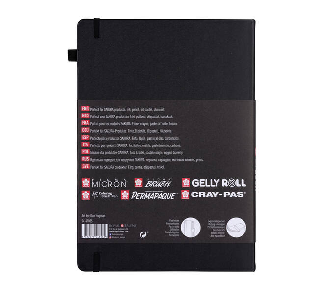 Schetsboek Sakura 80 zwarte vellen 140gr 210x297mm zwart