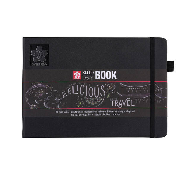 Schetsboek Sakura 80 zwarte vellen 140gr 210x148mm zwart