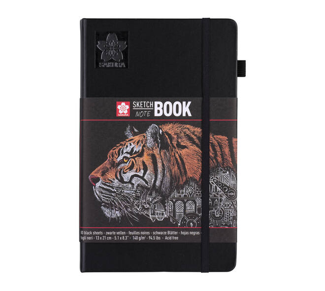 Schetsboek Sakura 80 zwarte vellen 140gr 130x210mm zwart