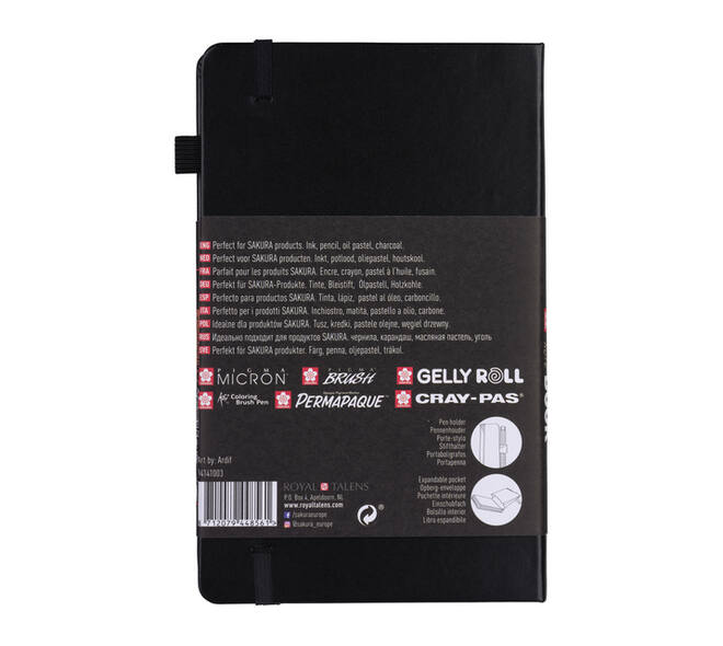 Schetsboek Sakura 80 zwarte vellen 140gr 130x210mm zwart