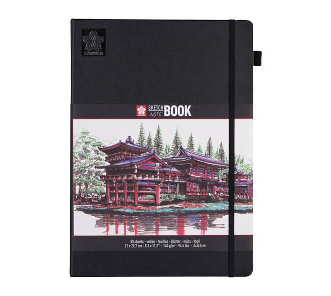 Schetsboek Sakura 80 witte vellen 140gr 210x297mm zwart