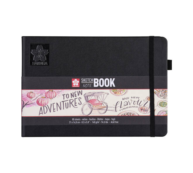 Schetsboek Sakura 80 witte vellen 140gr 210x148mm zwart
