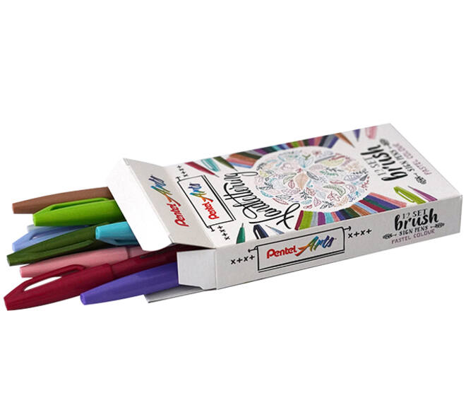 Brushpen Pentel Sign SES15C pastel assorti 12 stuks