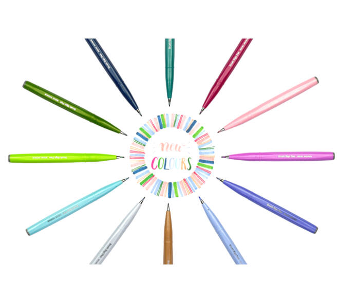 Brushpen Pentel Sign SES15C pastel assorti 12 stuks
