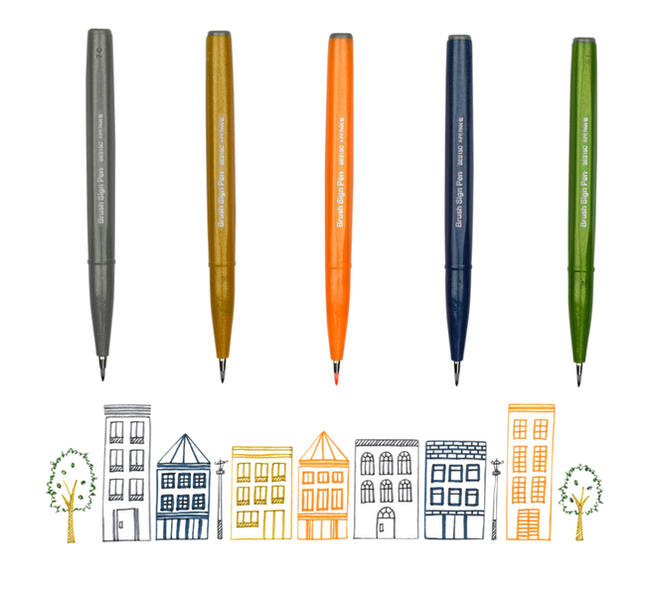 Brushpen Pentel Sign SES15C pastel assorti 12 stuks
