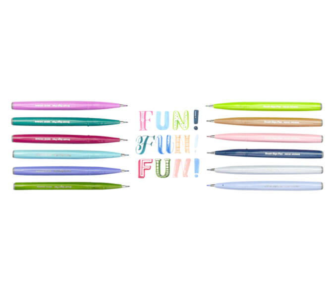 Brushpen Pentel Sign SES15C pastel assorti 12 stuks