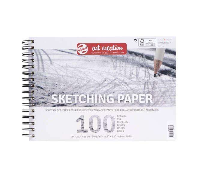 Schetspapier Talens Art Creation 100 witte vellen 90gr 297x210mm grijs