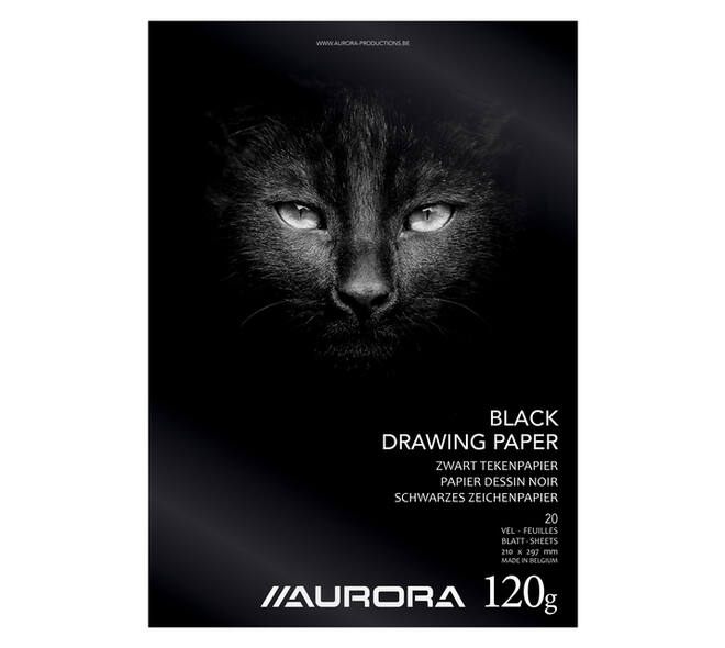 Tekenblok Aurora A4 20 vel 120 gram zwart tekenpapier