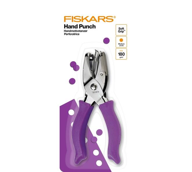 Handpuncher Fiskars M circle 1/8" met SoftGrip paars