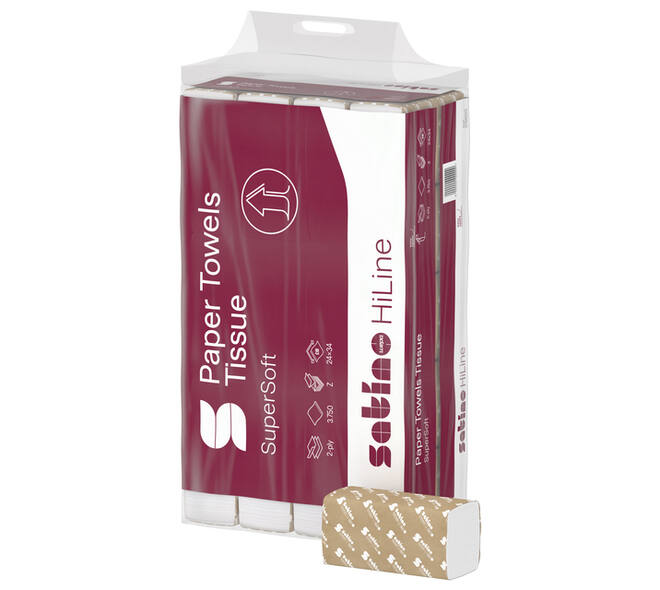 Handdoek Satino PT2 HiLine w-vouw 2-laags 206x320mm 25x120 vel wit 276600