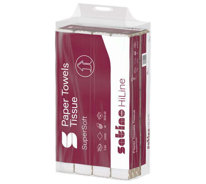Handdoek Satino PT2 HiLine w-vouw 2-laags 206x320mm 25x120 vel wit 276600
