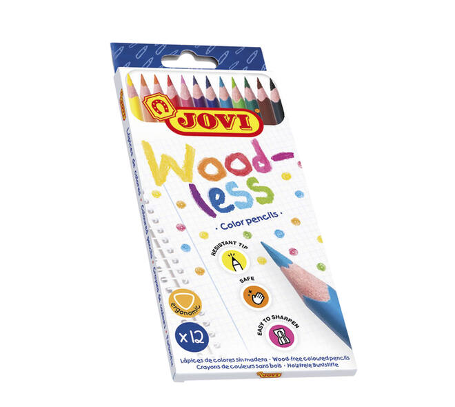 Kleurpotloden Jovi houtvrij assorti etui à 12 stuks
