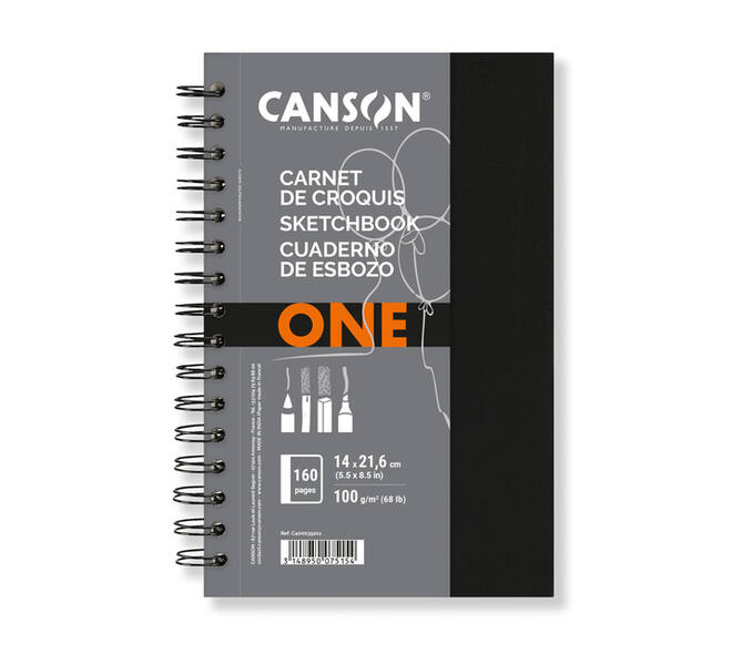 Schetsboek Canson Art Book One spiraalgebonden 80vel 100gr 140x216mm wit