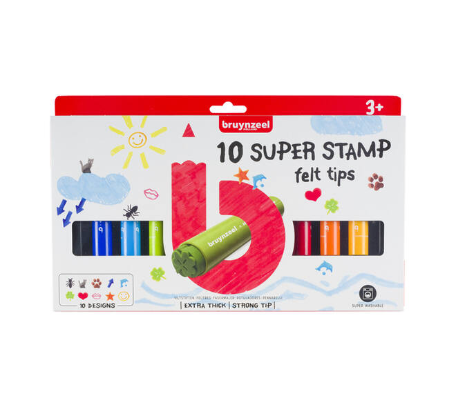 Stempelstift Bruynzeel Kids Super Stamp assorti 10 stuks