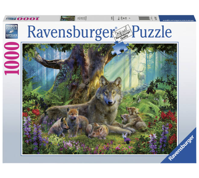 Puzzel Ravensburger Familie wolf in het bos 1000 stukjes