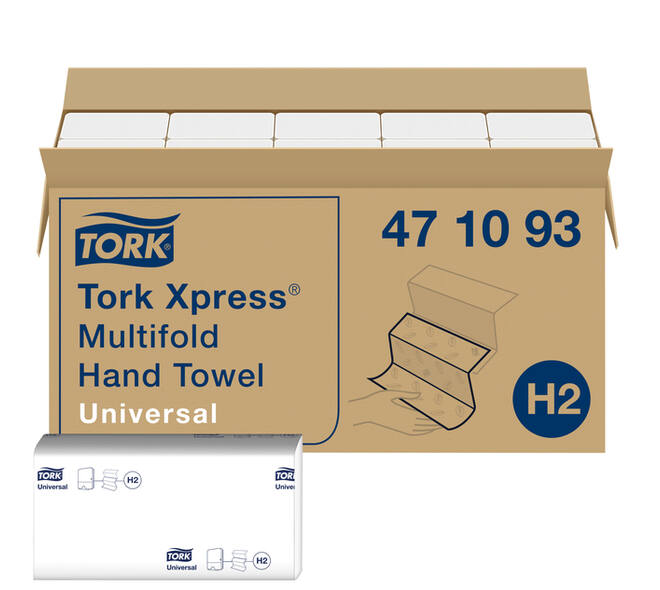 Handdoek Tork H2 Xpress Universal multifold 1-laags 213x234mm 20x250 vel wit 471093