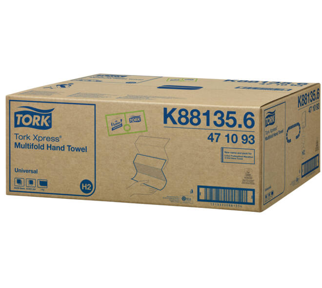 Handdoek Tork H2 Xpress Universal multifold 1-laags 213x234mm 20x250 vel wit 471093