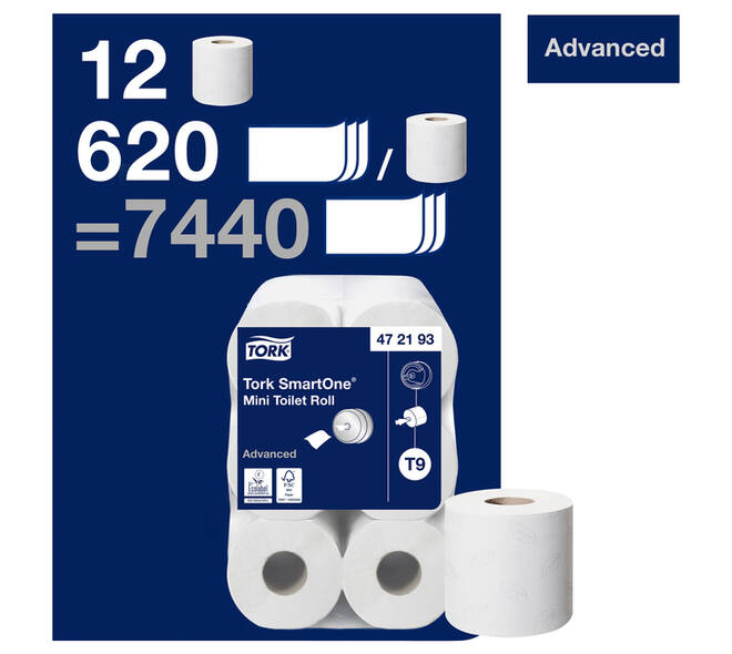 Toiletpapier Tork T9 Advanced SmartOne 2-laags 112m wit 472193