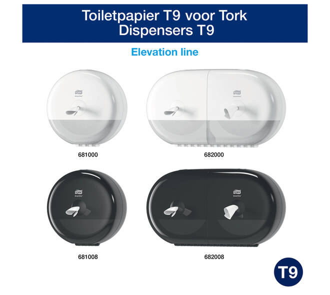 Toiletpapier Tork T9 Advanced SmartOne 2-laags 112m wit 472193