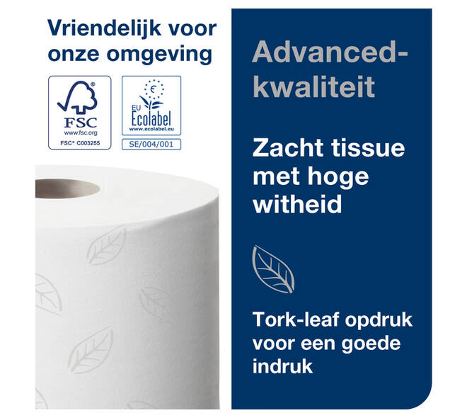 Toiletpapier Tork T9 Advanced SmartOne 2-laags 112m wit 472193