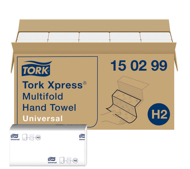 Handdoek Tork H2 Xpress Universal multifold 2-laags 213x234mm 20x237 vel wit 150299